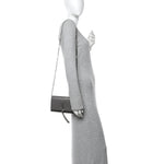 Calfskin Crocodile Embossed Kate Monogram Tassel Chain Wallet Fog