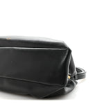 Smooth Calfskin Eyelet Small Top Handle Bag Black