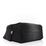 Washed Denim Quilted Medium Chanel 25 Handbag Black