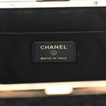 Tweed Quilted Kiss Lock Clutch Black