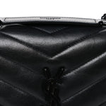 Calfskin Y Quilted Monogram Monochrome Small Loulou Chain Satchel Black