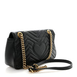 Calfskin Matelasse Small GG Marmont Shoulder Bag Black