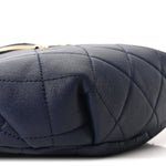 Lambskin  Quilted Resin Bi-Color Waist Bag Fanny Pack Navy Blue