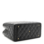 Caviar Quilted Small Shopping Tote Black