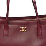 Calfskin Archetype Small Shopping Tote Dark Burgundy
