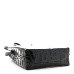 Calfskin Crocodile Embossed Logo Shopping Phone Holder Bag Black