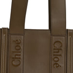Calfskin Medium Woody Tote Army Green
