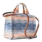 Canvas Calfskin Striped Triomphe Small Cabas Thais Multicolor