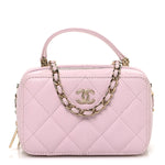 Caviar Quilted Top Handle Vanity Case Pink