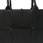 Grained Calfskin Intrecciato Small Arco Tote Black