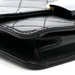 Sheepskin Quilted Mini Beauty Lock Flap Black