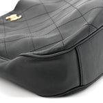 Calfskin Stitched Hobo Black