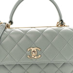 Lambskin Quilted Small Trendy CC Flap Dual Handle Bag Grey