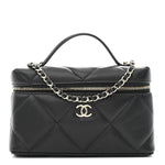 Caviar Quilted Top Handle Slim Vanity With Chain Black