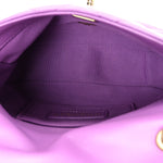 Lambskin Quilted Mini Lacquered Chain Flap Purple