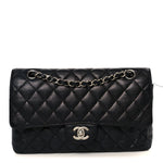 Caviar Quilted Medium Double Flap Black