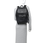 Grained Calfskin Saddle Drawstring Backpack Black
