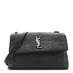 Calfskin Crocodile Embossed Medium West Hollywood Monogram Fold-Over Earth