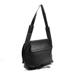 Pebbled Calfskin Rockstud Messenger Black