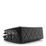 Shiny Aged Calfskin Quilted Nano Kelly Shopper Black