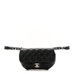 Calfskin Quilted CC Uniform Flap Belt Bag Black
