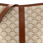 Triomphe Canvas Calfskin Small Bucket Bag White