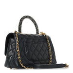 Calfskin Strass Quilted Mini Coco Handle Flap Dark Silver