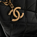 Aged Calfskin Large Just Mademoiselle Bowling Bag Black