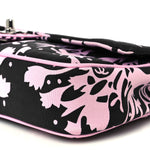 Printed Fabric East West Flap Black Pink