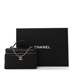 Caviar Quilted Top Handle Slim Vanity With Chain Black