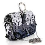 Sequin Paillettes Shiny Nappa Sex and the City Nano Maxi Buckle Baguette Charm Blue