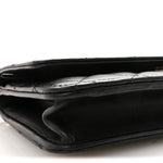 Lambskin Quilted Pearl Wallet On Chain WOC Black
