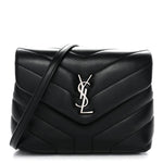 Calfskin Y Quilted Monogram Toy Loulou Crossbody Bag Black