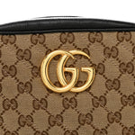 Monogram Matelasse Diagonal Small GG Marmont Chain Shoulder Bag Beige Black