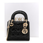 Patent Cannage Mini Lady Dior Black