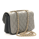 Lambskin Quilted Small CC Chic Flap Grey Dark Navy