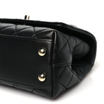 Goatskin Quilted Rainbow Extra Mini Coco Handle Flap Black
