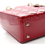 Patent Cannage Small Lady Dior Cherry Red