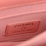 Lambskin Quilted Top Handle Flap Clutch With Chain Pink