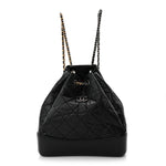 Aged Calfskin Quilted Small Gabrielle Backpack Black