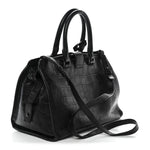 Calfskin Crocodile Embossed Small Monogram Cabas Black