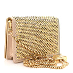 Satin Crystal Metal Triangle Logo Card Holder With Strap Platino