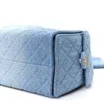 Washed Denim Quilted Medium Chanel 25 Handbag Blue