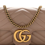 Calfskin Matelasse Super Mini GG Marmont Shoulder Bag Porcelain Rose