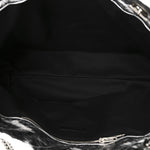 Metallic Crushed Calfskin Quilted Medium Crush Carry All Tote Bag Silver
