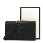 Pebbled Calfskin Soho Wallet On Chain Black