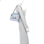 Vitello Liberty Lucido Flowerland Scalloped Studded Kan I Shoulder Bag Azzurro Polvere Multicolor