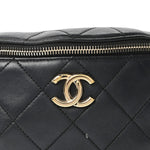 Lambskin Quilted Resin Bi-Color Waist Bag Fanny Pack Black