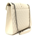 Grain De Poudre Textured Mixed Matelasse Large Triquilt Monogram Satchel Porcellana