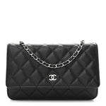 Caviar Quilted Wallet on Chain WOC Black